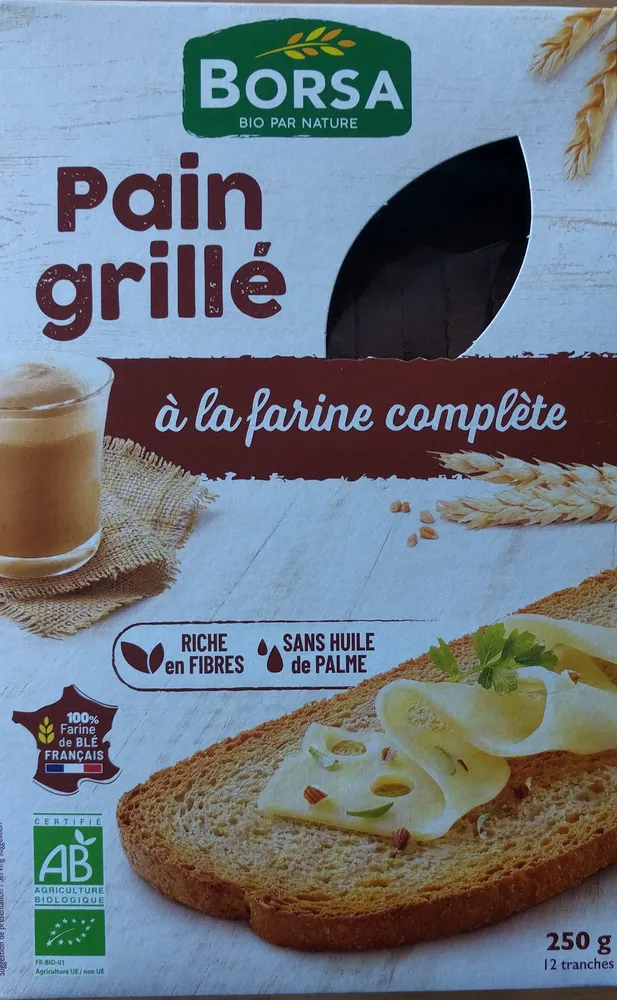 Pain grillé à la farine complète