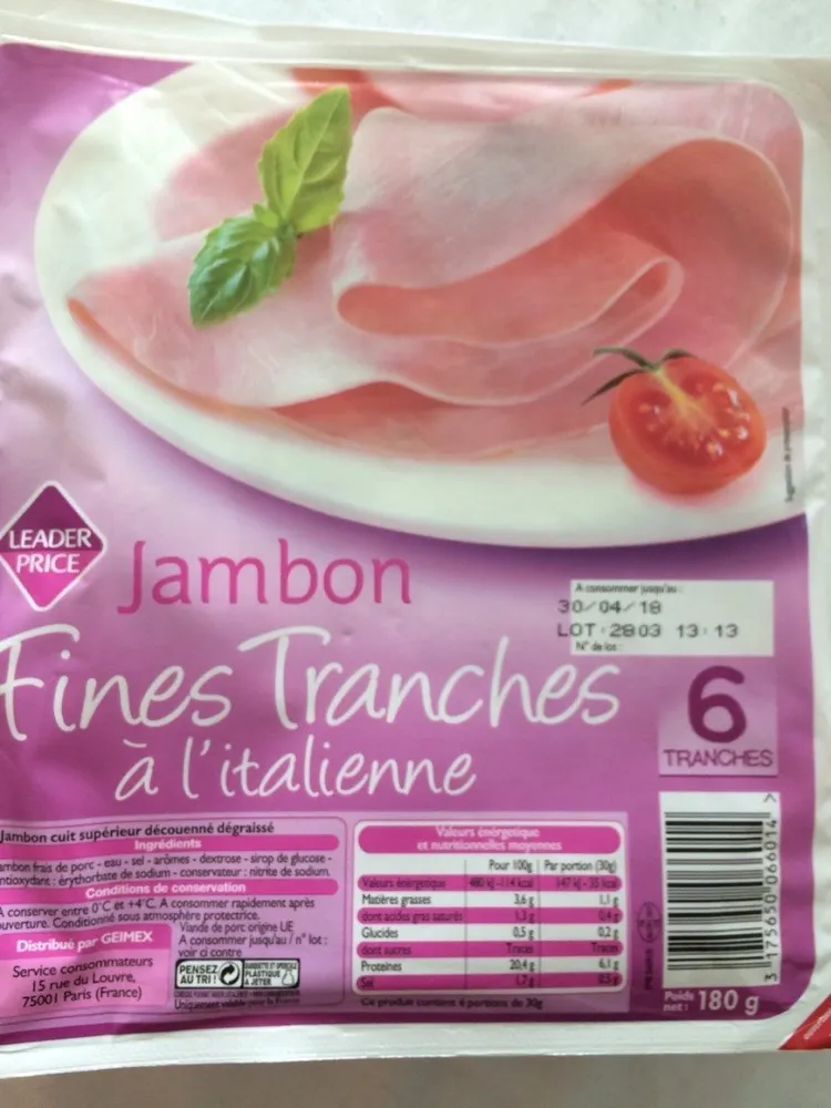 Jambon fines tranches à l'italienne