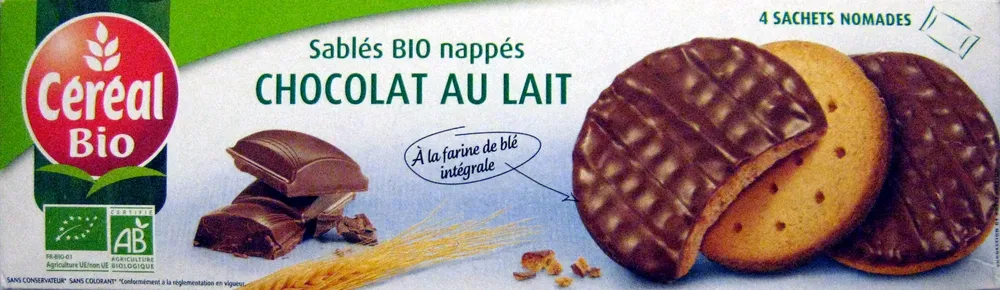 Sablés Bio nappés chocolat au lait