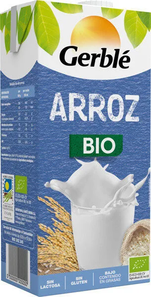 Bebida de arroz natural ecológica, sin gluten y sin lactosa