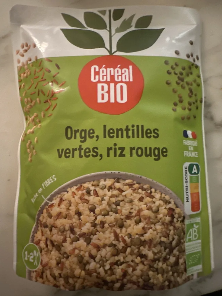 Orge, lentilles vertes, riz rouge au naturel