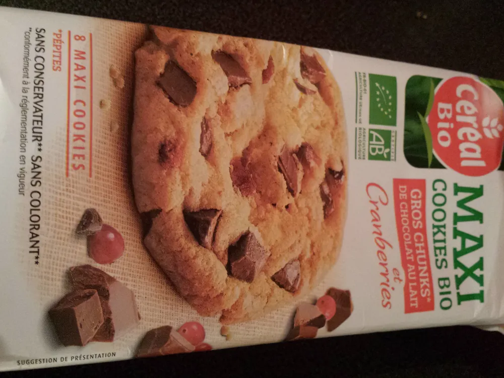 Maxi Cookies Bio Chocolat au lait et cranberries