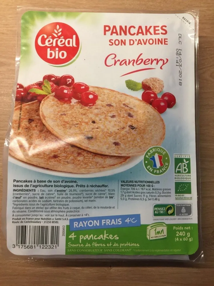 Galettes au Son d'avoine Cranberry