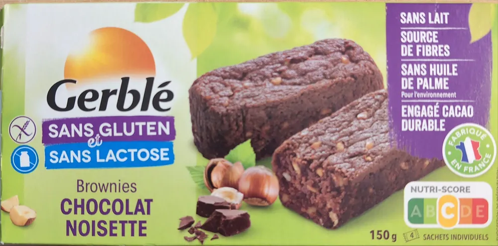 Gerblé - Gluten Free and Lactose Free Chocolate Hazelnut Brownies, 150g (5.3oz)