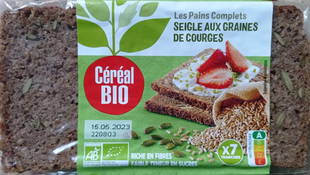 Pain complet de seigle aux graines de courges