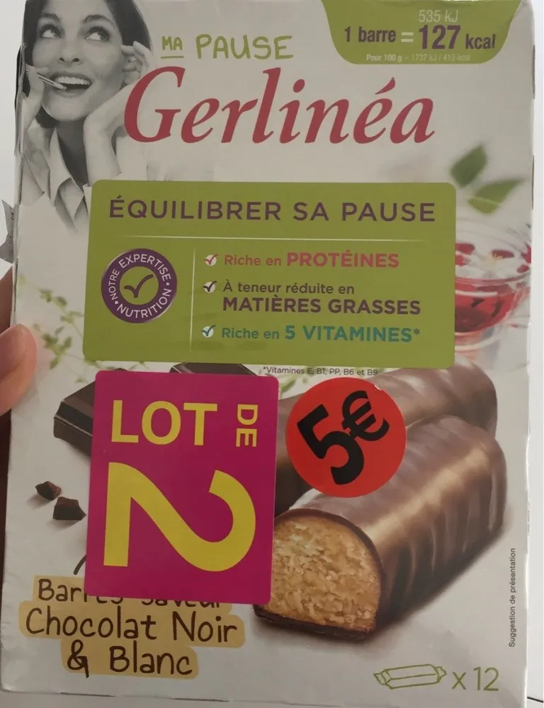 Gerlinéa Ma Pause Barres saveur chocolat noir et blanc