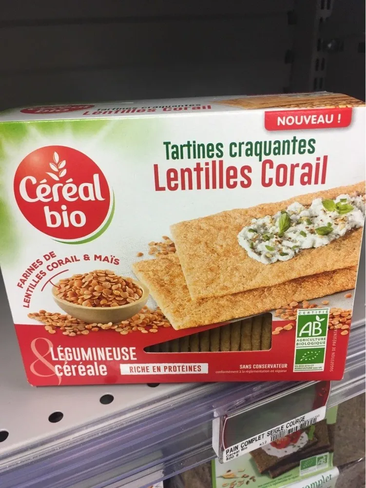 Tartine craquante lentilles Corail