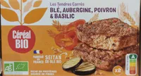 Tendres carrés de blé aux aubergine, poivron,  basilic