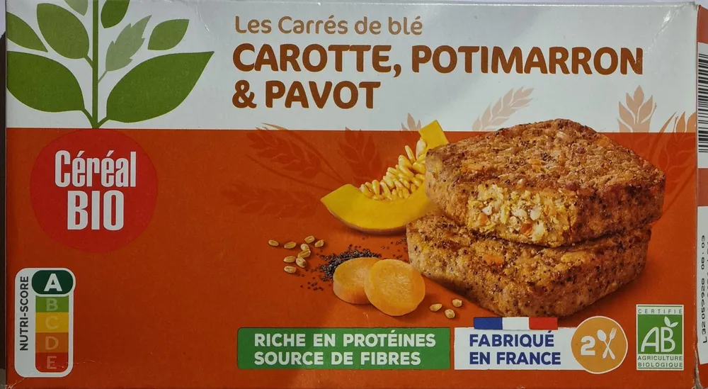 Les carrés de blé - Carotte, potimarron, pavot