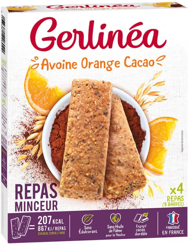 Barres Repas minceur Avoine Orange Cacao