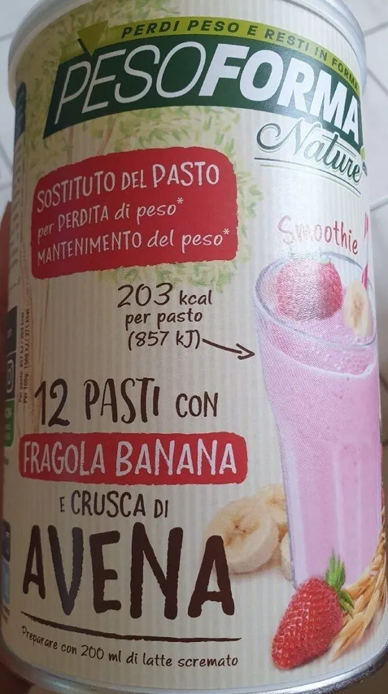 SOSTITUTO del PASTO per PERDITA di peso MANTENIMENTO del peso 12 PASTI CON FRAGOLA BANANA E CRUSCA DI AVENA