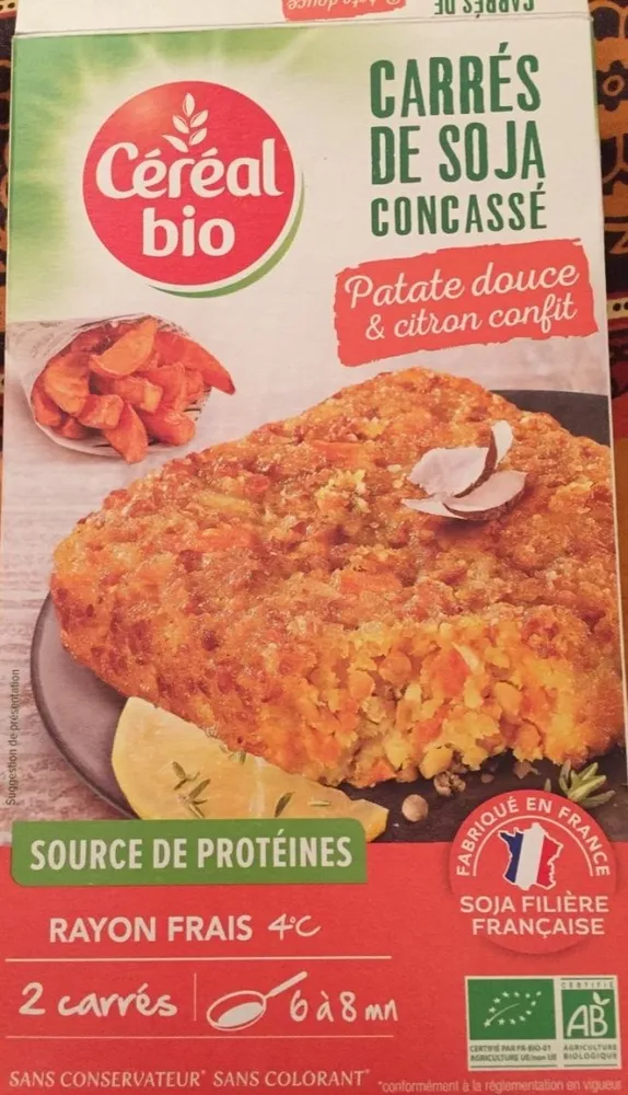 Carrés de soja patate douce et citron confit