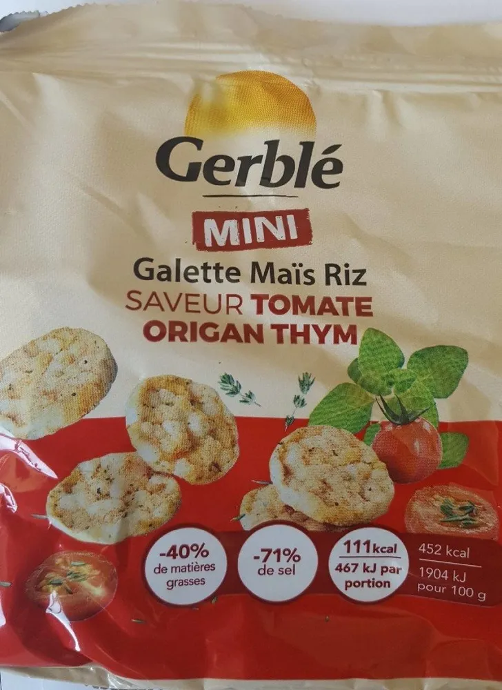 Galette maïs riz saveur tomate origan thym