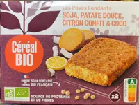 Pavés fondants patate douce, citron confit et coco