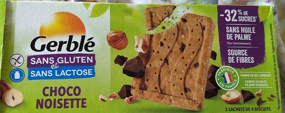 Biscuits choco noisette 3 sachets de 4 biscuits