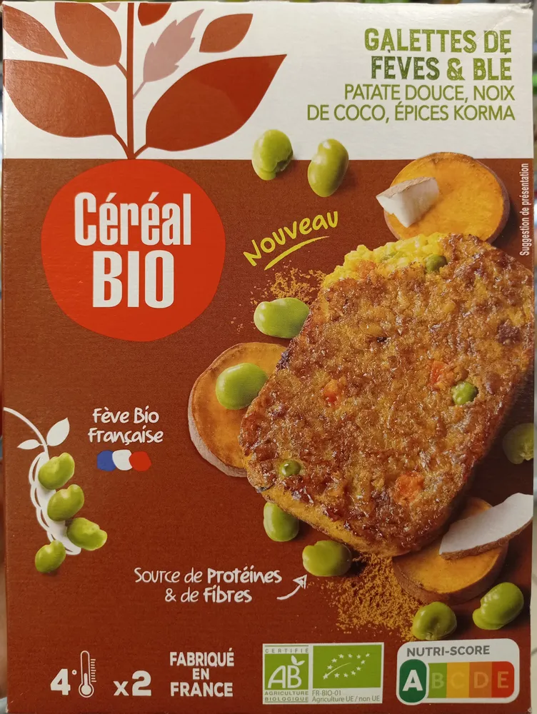 Galettes de fèves & blé patates douces, noix de coco