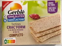 Tartines crac’form farine avoine et riz sans gluten sans lactose