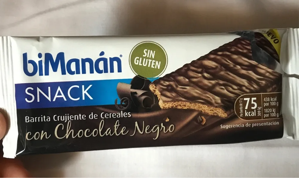 Barrita de cereales y chocolate negro