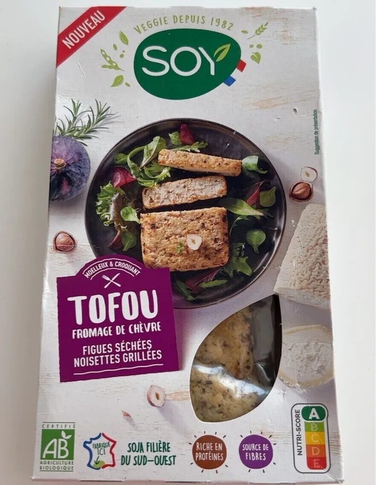 Tofou Fromage de chèvre, figues sechees, noisettes grillées