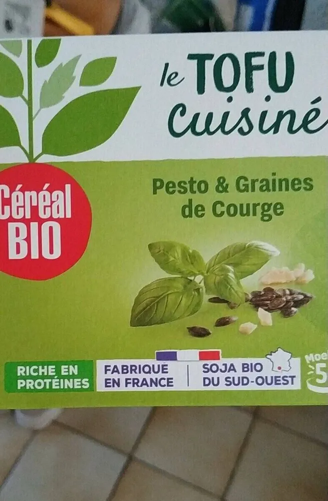 Tofu cuisiné pesto et graines de courges