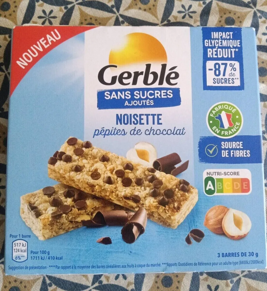 Barres noisette pépites de chocolat