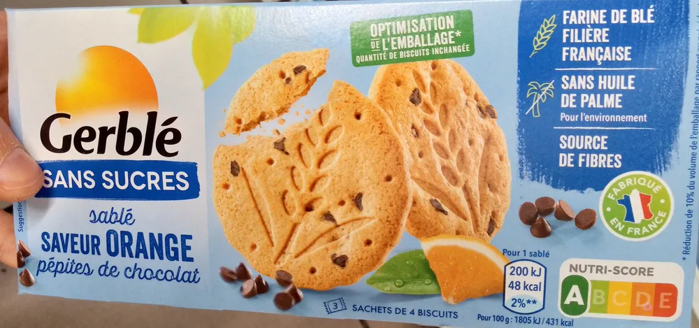 Sablé saveur orange pépites de chocolat
