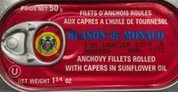 Filet d'anchois roulé au Capres à l'huile de tournesols