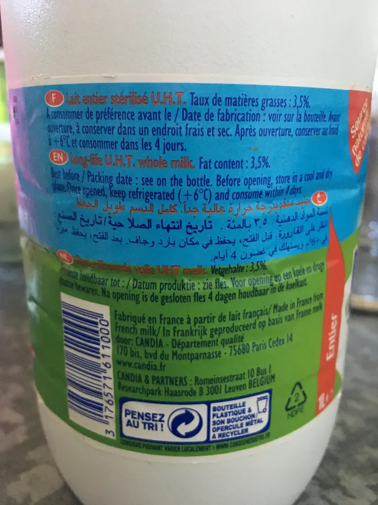 Lait Entier 1 Litre