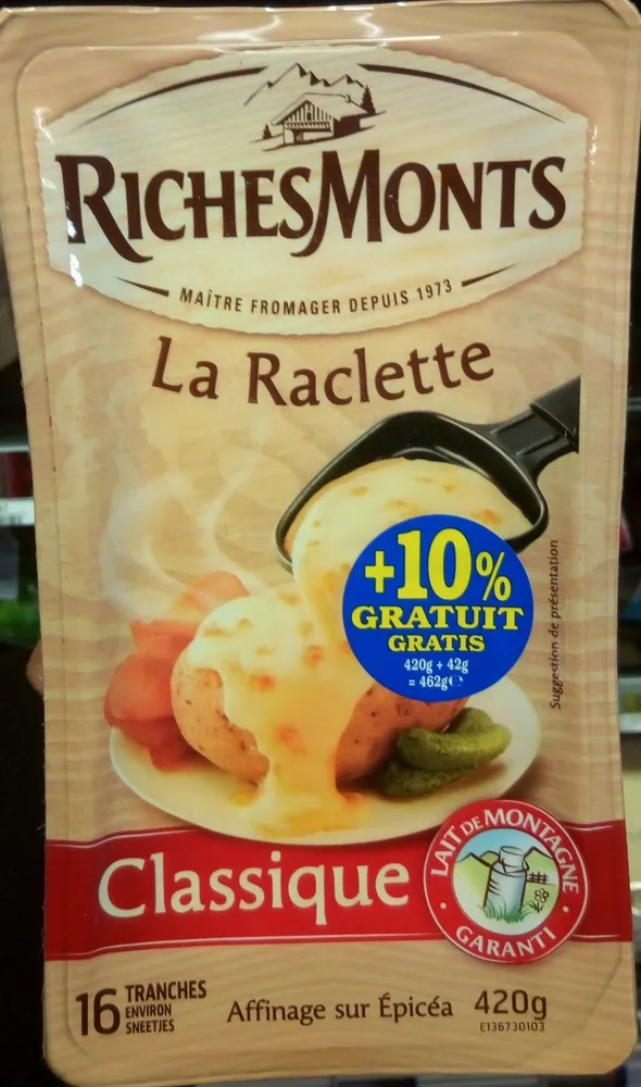 La Raclette Classique (+ 10 % gratuit)