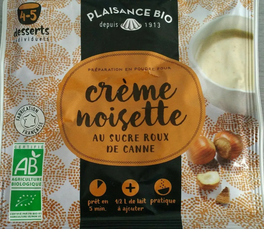 Crème noisette au sucre roux de canne