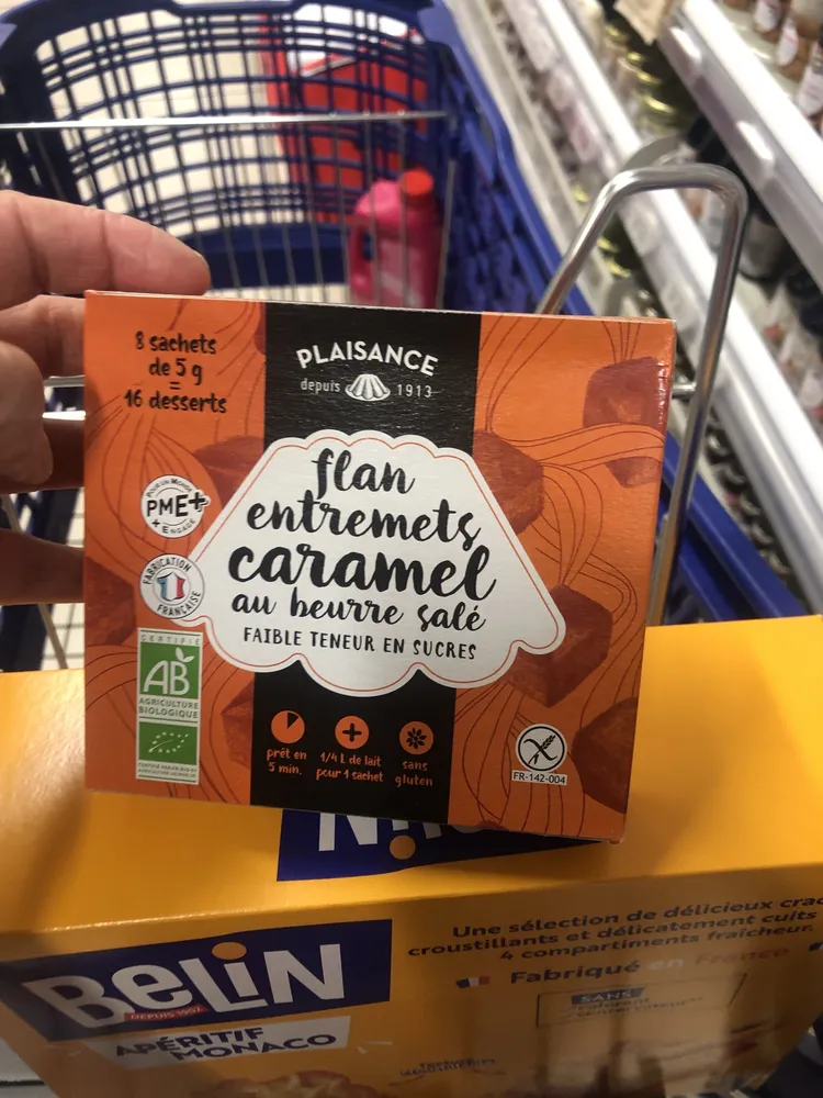 Préparation pour entremets au caramel beurre salé PLAISANCE BIO, 8 sachets