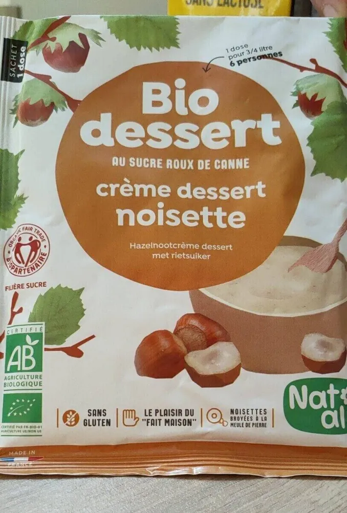 Bio dessert crème dessert noisette