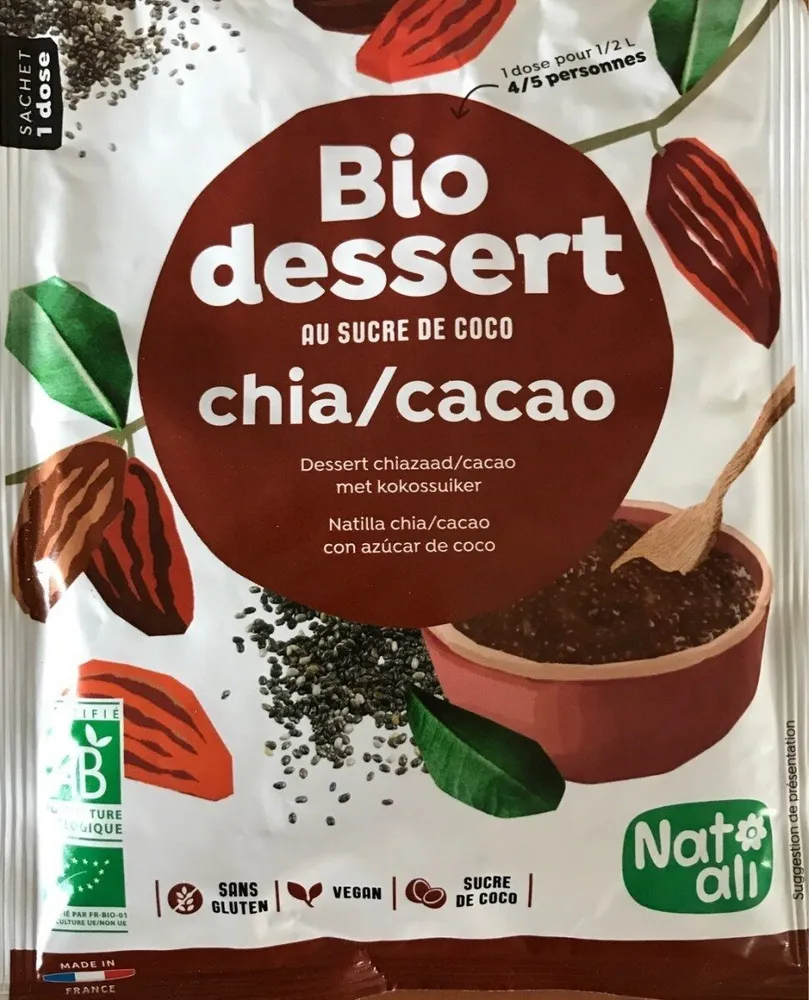 Biodessert chia / cacao, sucre de coco