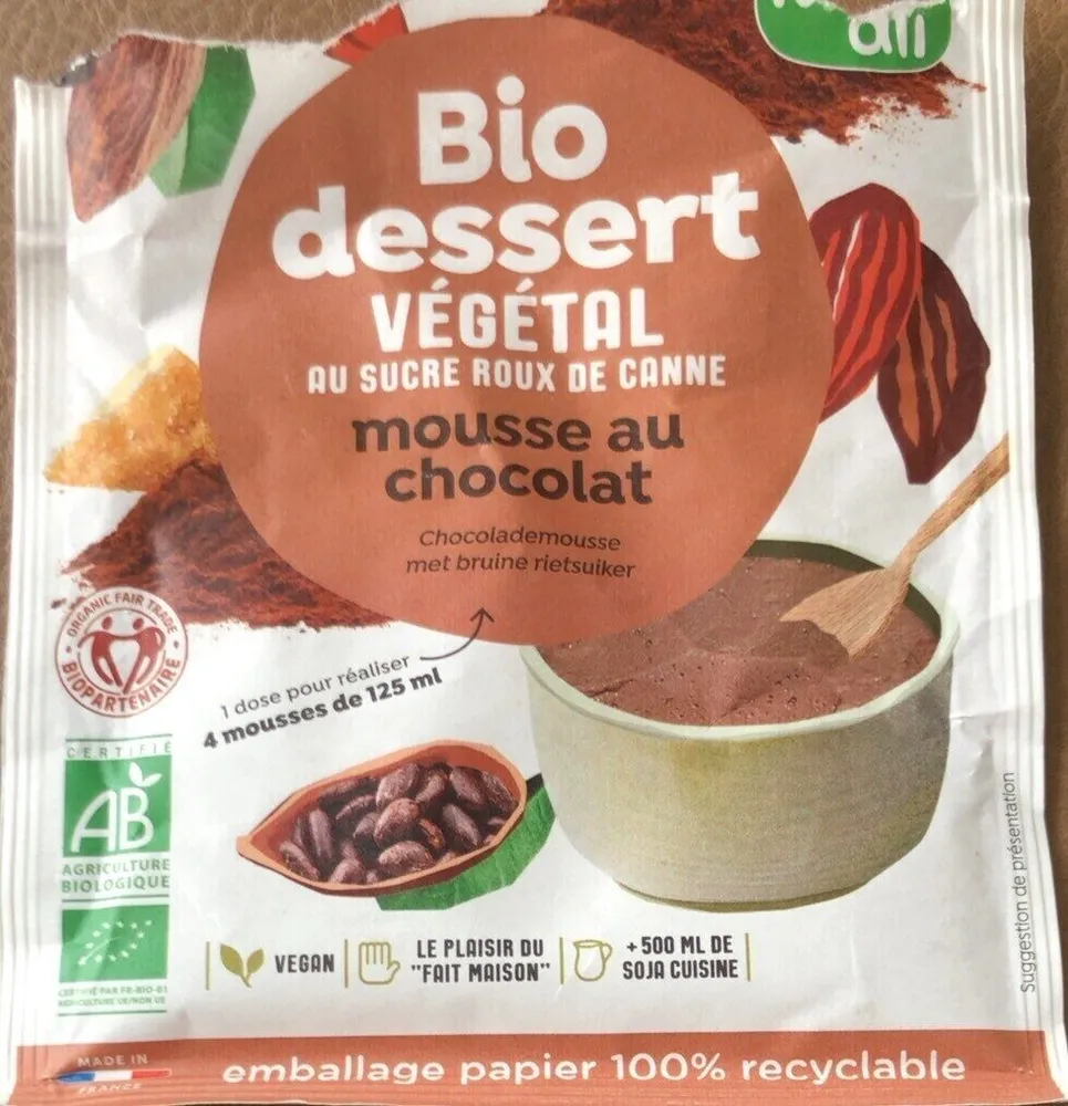 Bio dessert végétal au sucre roux de canne (mousse au chocolat)