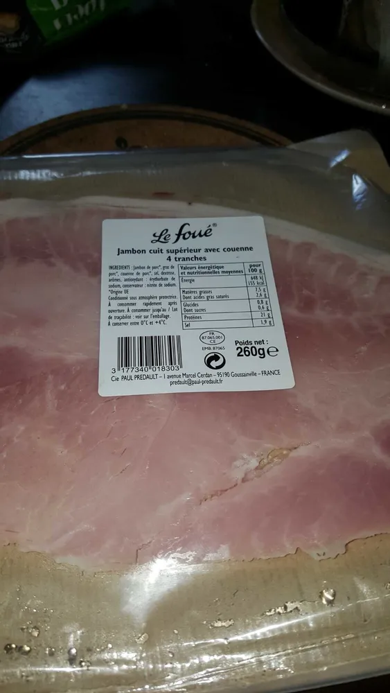 Jambon Superieur Avec Couenne 4tranches 260 g