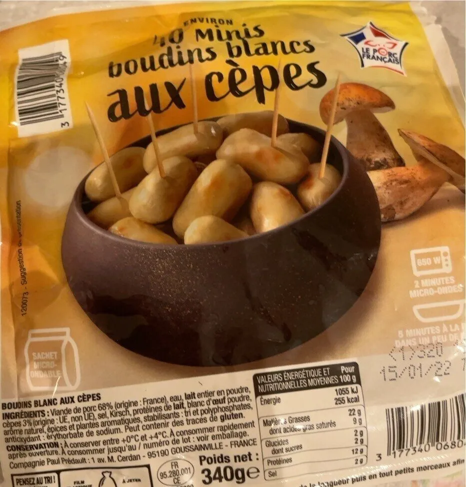 40 minis boudins blancs aux cèpes