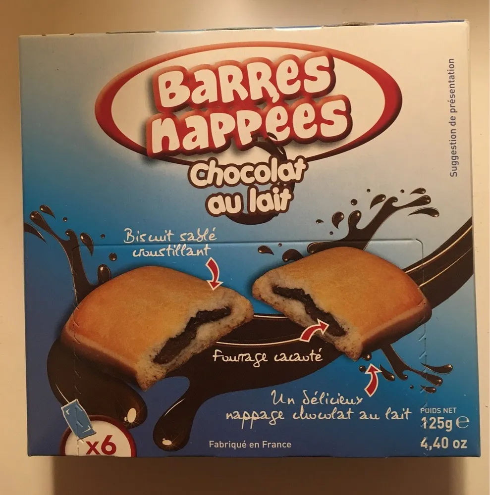 Barres nappées chocolat au lait