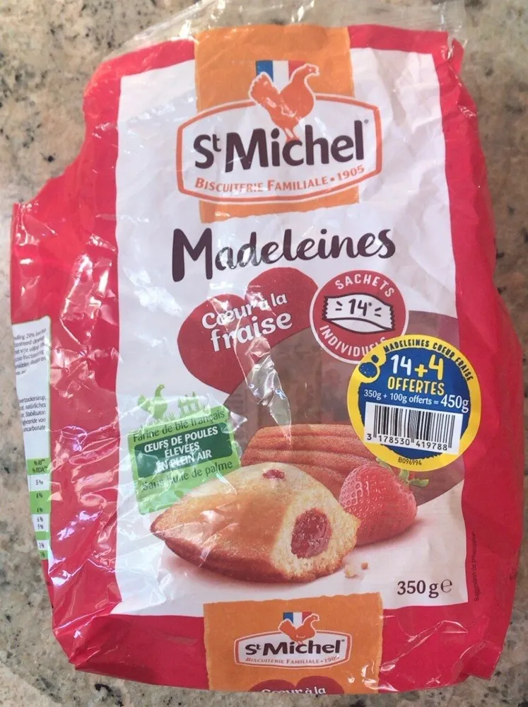 Madeleines coeur de fraise
