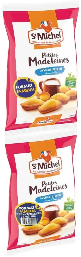 Petites madeleines pépites chocolat format familial lot 2 x 600 g