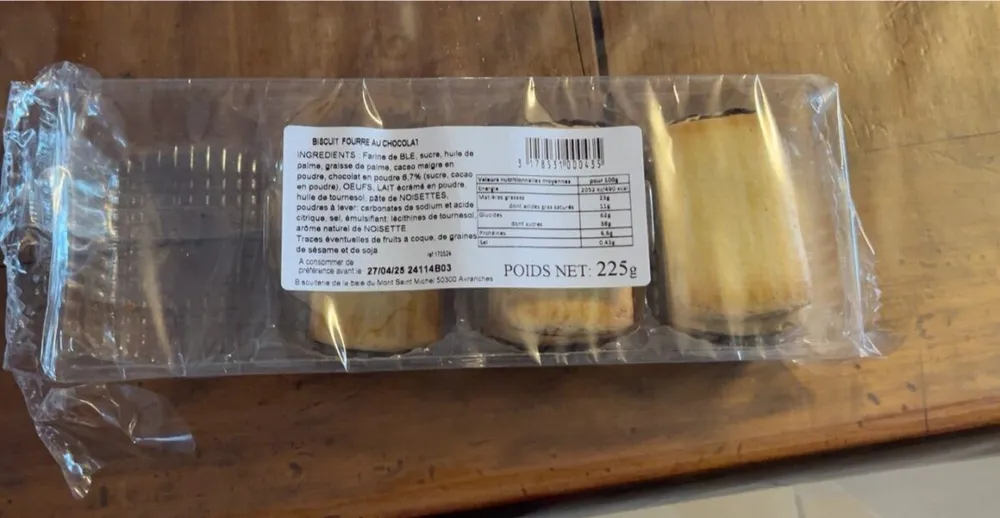 Biscuit fourre au chocolat