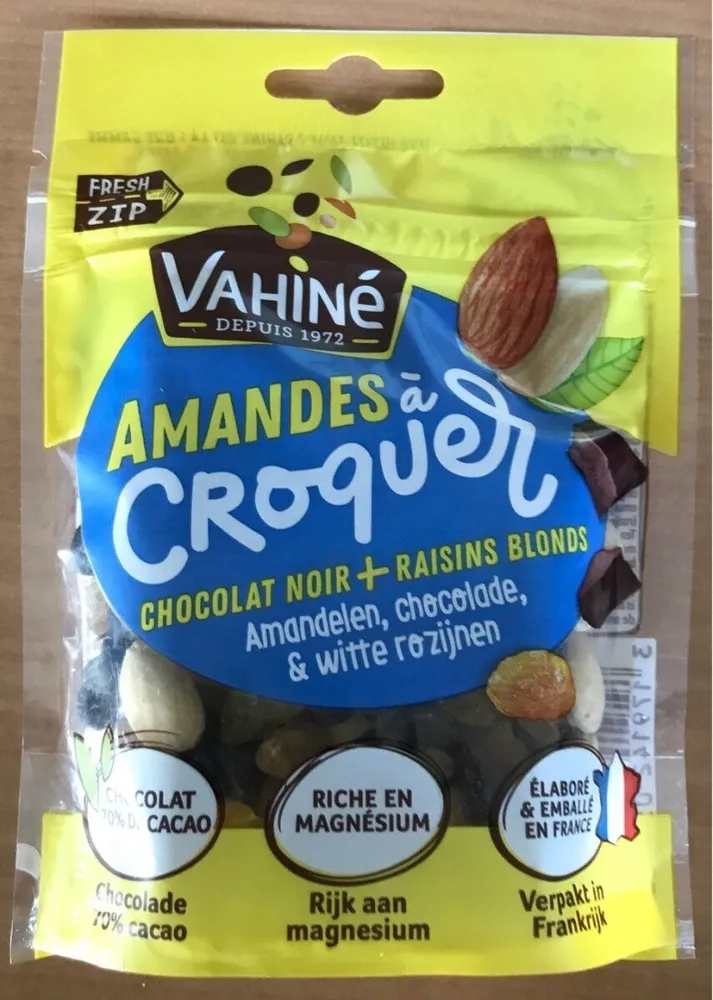 Amandes a croquer chocolat noir + raisins blonds