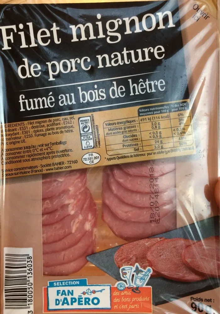 Filet mignon de porc nature fumé au bois de hêtre