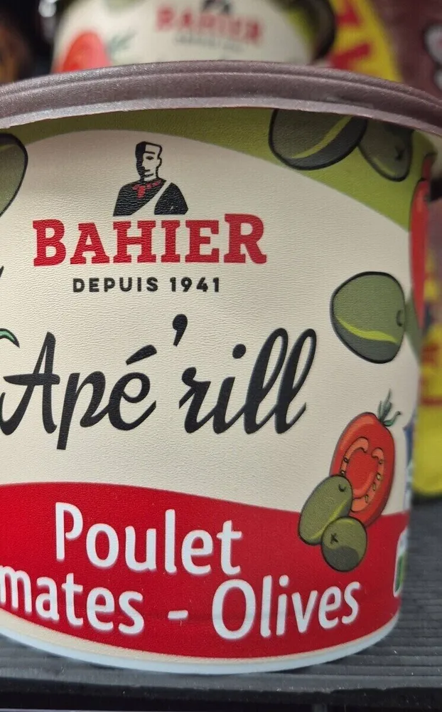 Apé rillettes poulet tomates olived