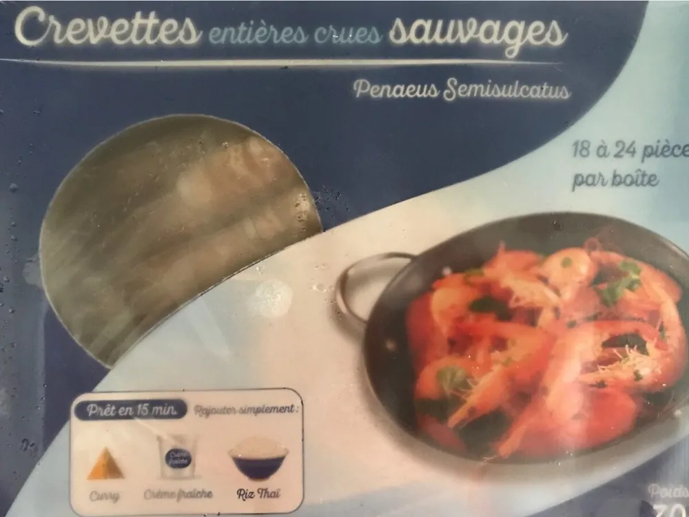 Crevettes entieres crues sauvages