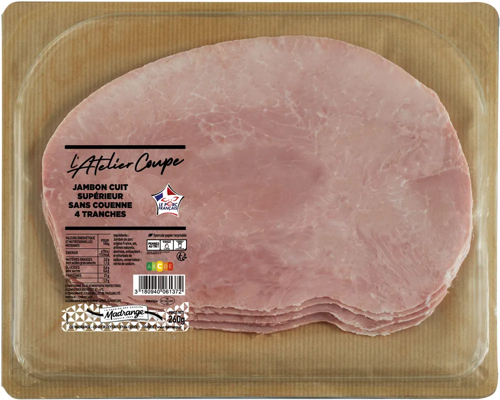 Jambon cuit superieur sans couenne 4tr