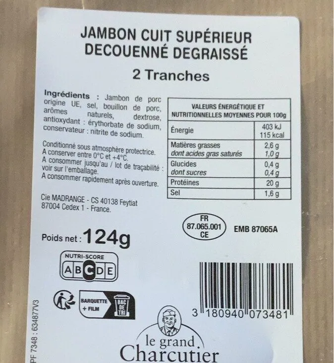 Jambon cuit superieur decouanne degraisse