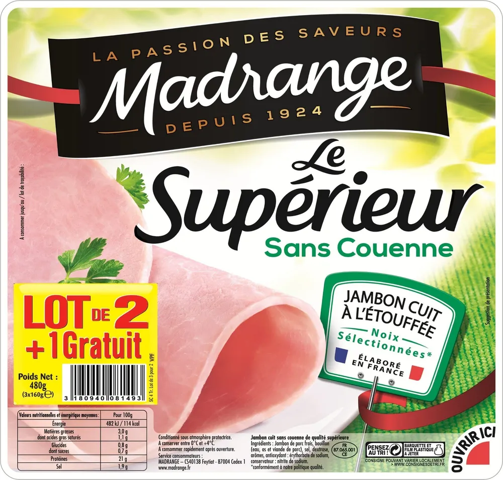 Jambon blanc madrange 4t
