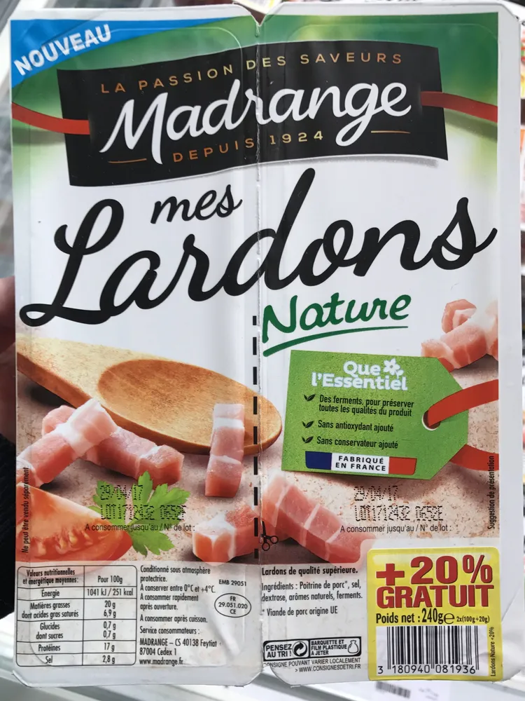 Mes Lardons Nature (+20% gratuit)