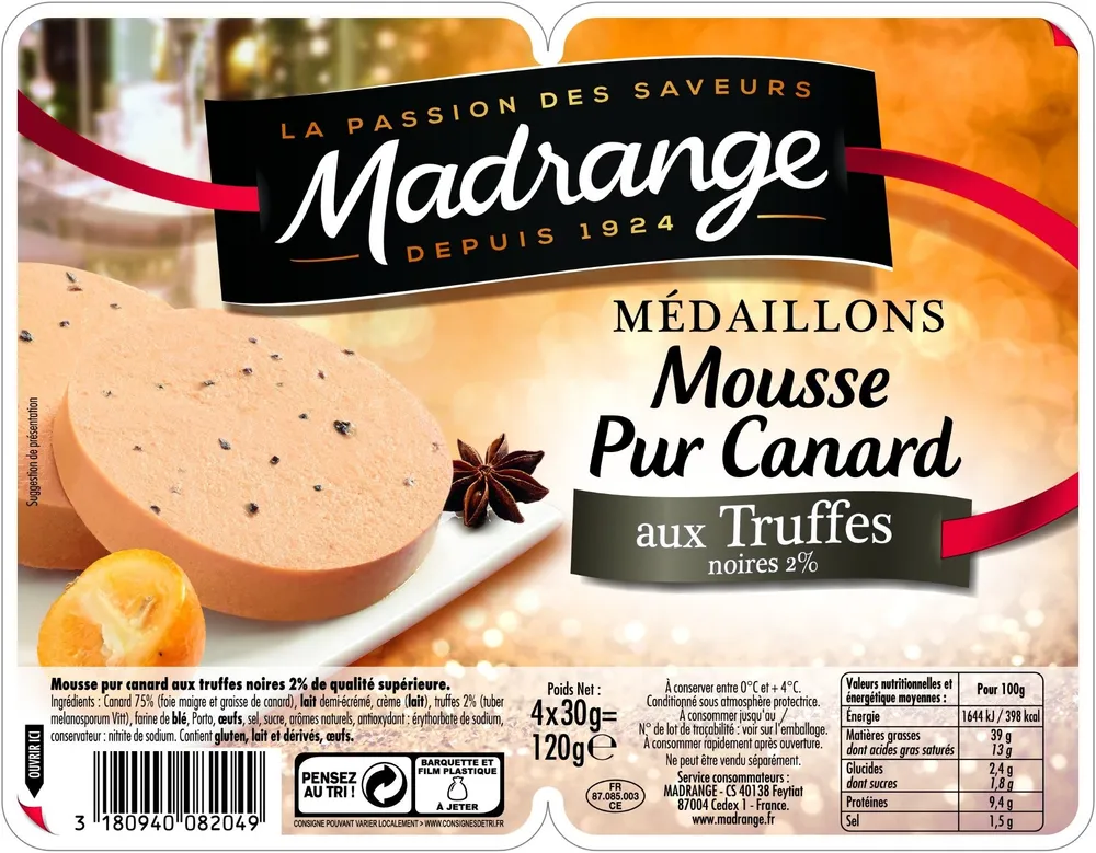 Médaillons Mousse Pur Canard aux Truffes noires