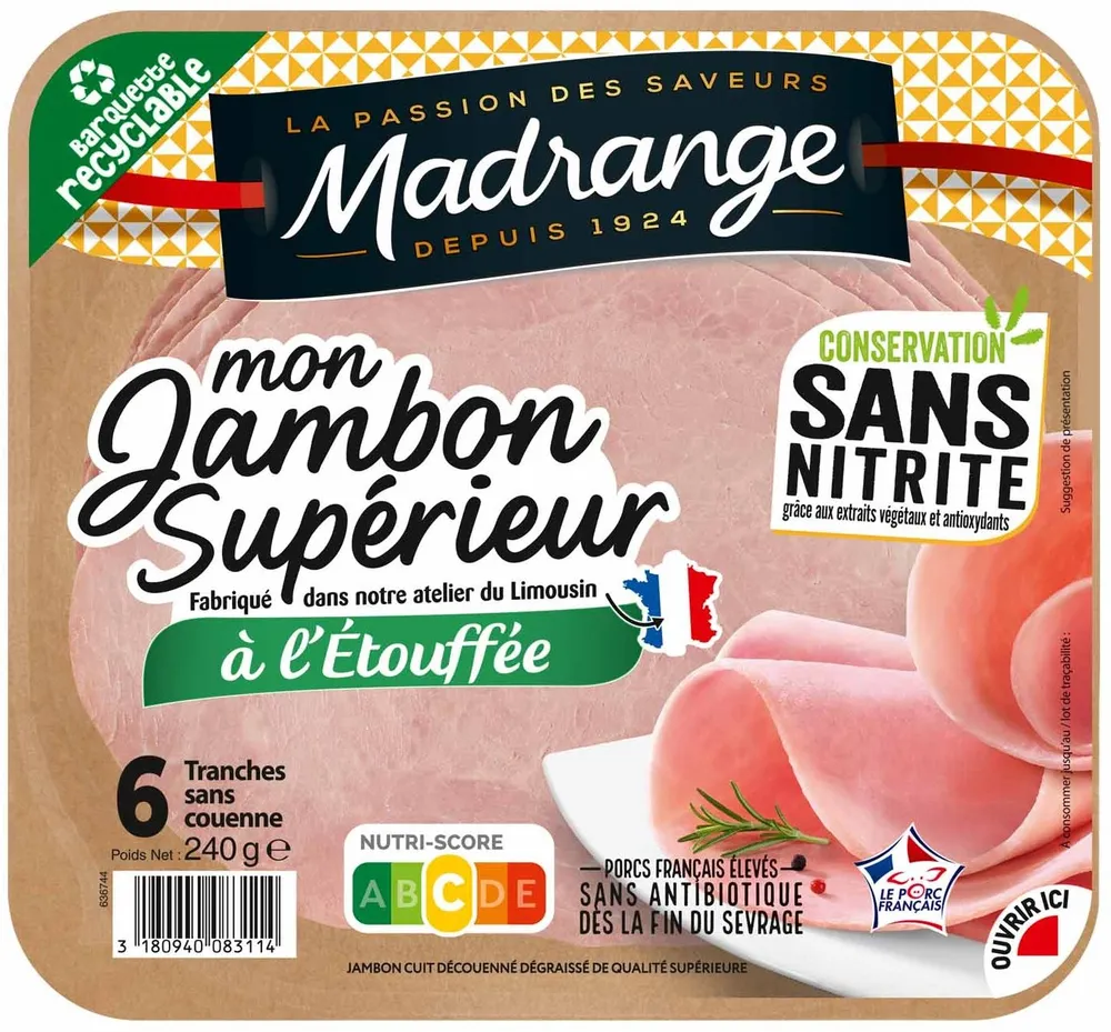 Mon Jambon Supérieur à l'Étouffée conservation sans nitrite (6 tranches)